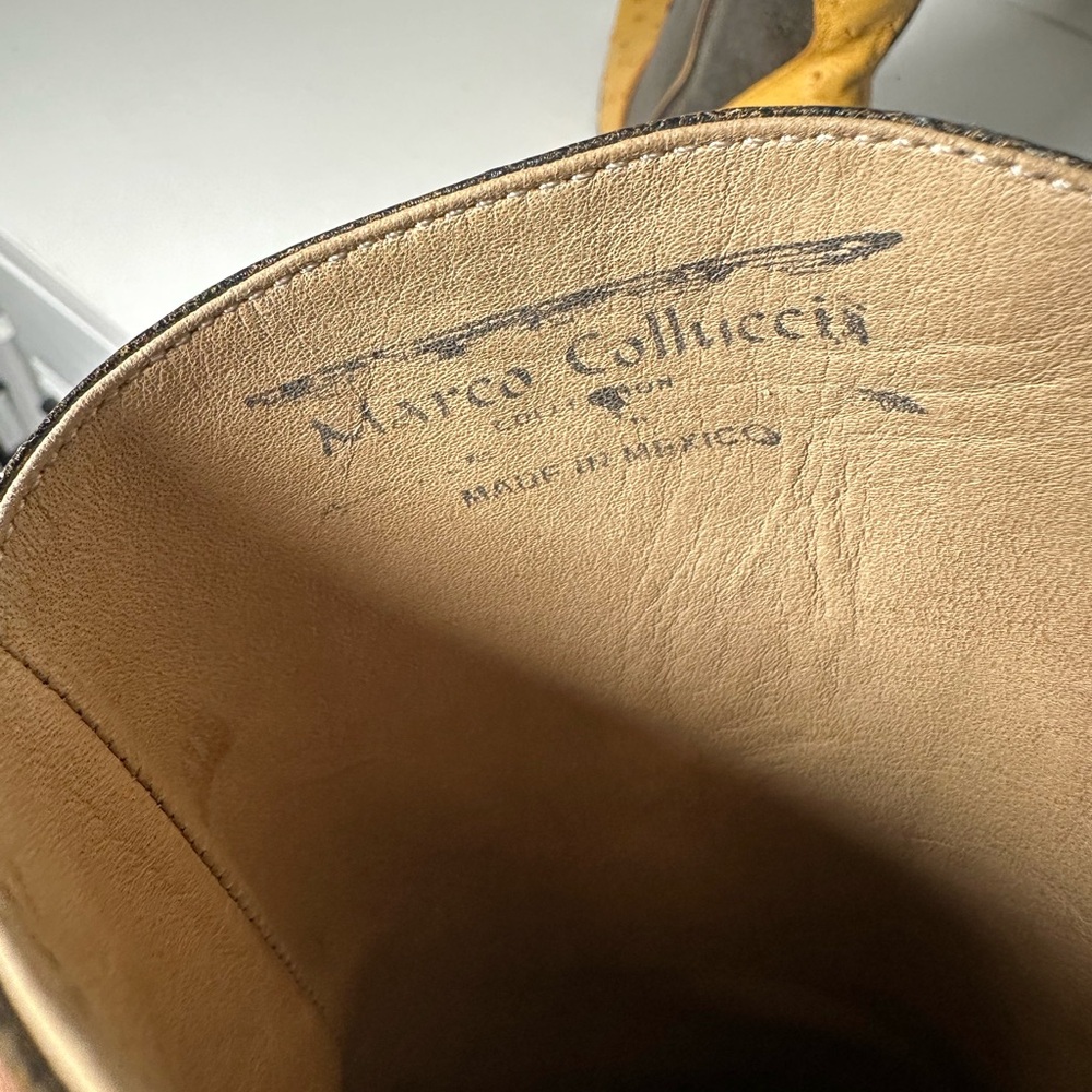 Marco Collucci Ostrich Skin Western Boots w/ Belt Women’s 9.5 Rare Vintage Set - Picture 7 of 11